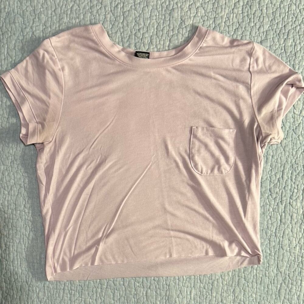 Wet Seal Light Pink Cropped Short Sleeve Shirt